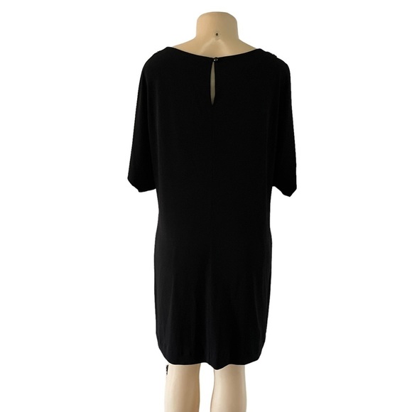 S.L Fashions‎ Black Short Sleeve Beaded Cold Shoulder Sheath Dress Stretch - Picture 5 of 8